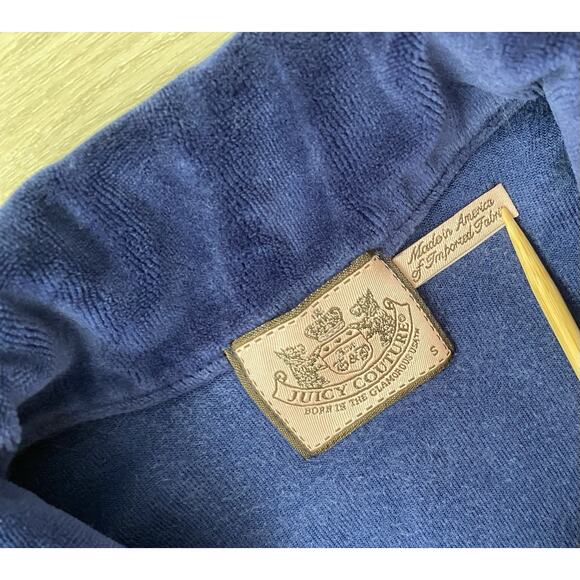 Vintage Y2K Juicy Couture Blue Velour Full Zip High Neck Track Jacket S USA - Picture 4 of 8